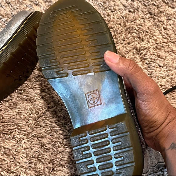 Dr Martens 1460 J girls crinkle metallic zip lace up combat boots silver - Picture 5 of 5